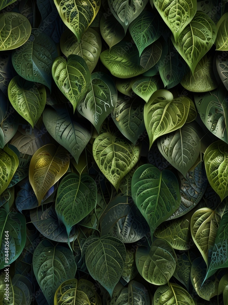 Fototapeta premium A Lush Tapestry of Green and Blue Leaves