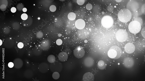 Abstract grey bokeh circles creating a stunning background illustration with shimmering particles