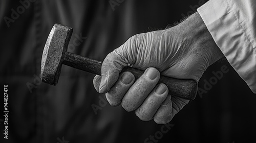 Close-up of a doctor hand checking a patient reflexes with a hammer
