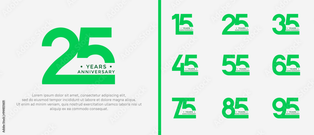anniversary logo style set with green color can be use for celebration moment anniversary logo style set with green color can be use for celebration moment