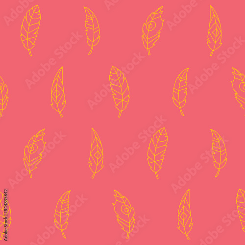 Outline Collection of Feather Vector Seamless Pattern illustration Design