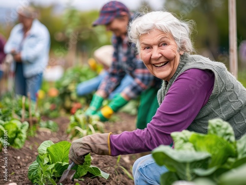Wallpaper Mural Senior Woman Volunteering at Community Garden: Cultivating Joy, Purpose, and Connection Torontodigital.ca