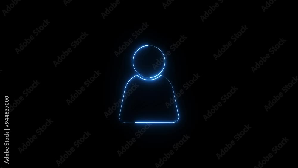 Abstract neon glowing new user icon,contract icon animation on background. Abstract neon glowing new user icon,contract icon animation on background.