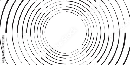 Black concentric circle set. Sonar or sound wave ring collection. Dotted and linear epicentre, target, radar icon concept. Ripple radial signal or vibration elements. EPS 10