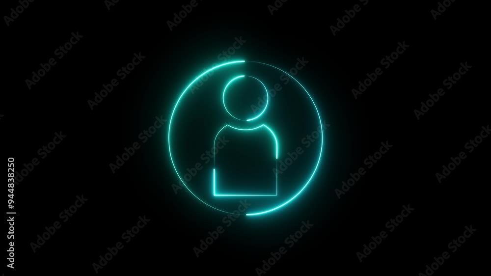 Abstract neon glowing new user icon,contract icon animation on background. Abstract neon glowing new user icon,contract icon animation on background.