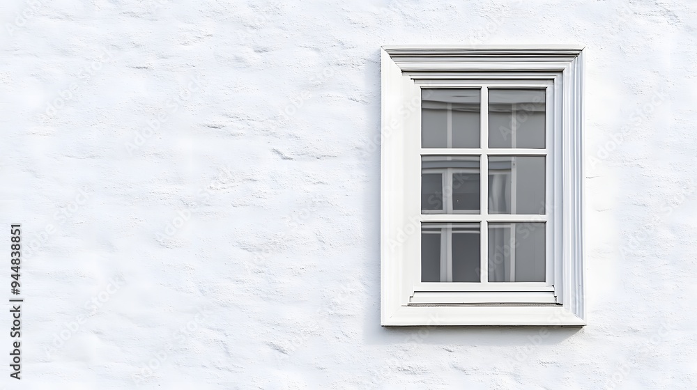 62. **A stylish wooden window with a detailed sash and white finish, set against a pristine white background. 62. **A stylish wooden window with a detailed sash and white finish, set against a pristine white background.