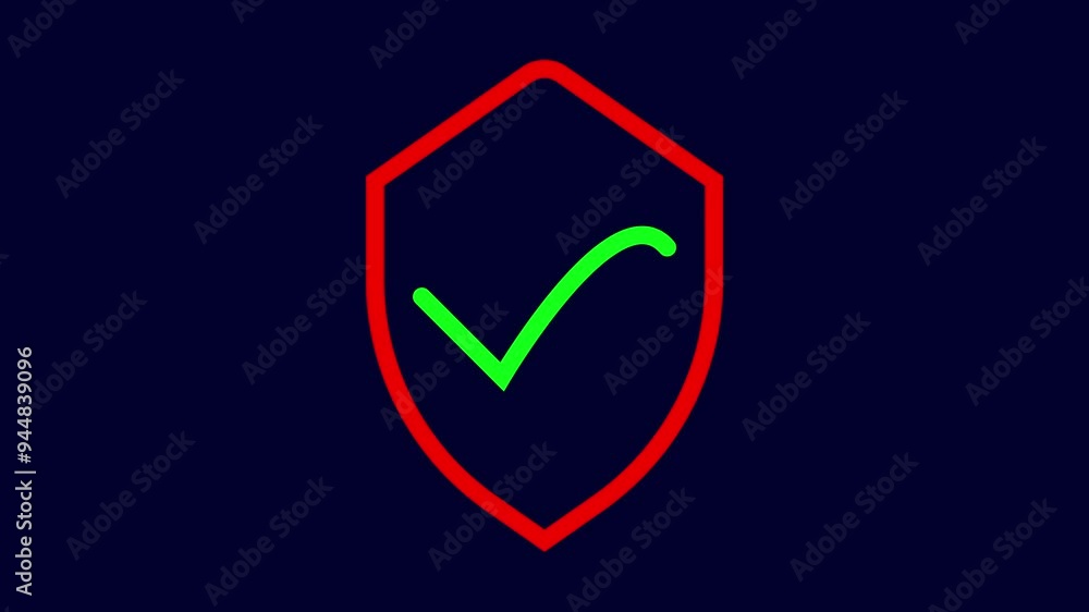 New security check mark icon animation on black background. New security check mark icon animation on black background.
