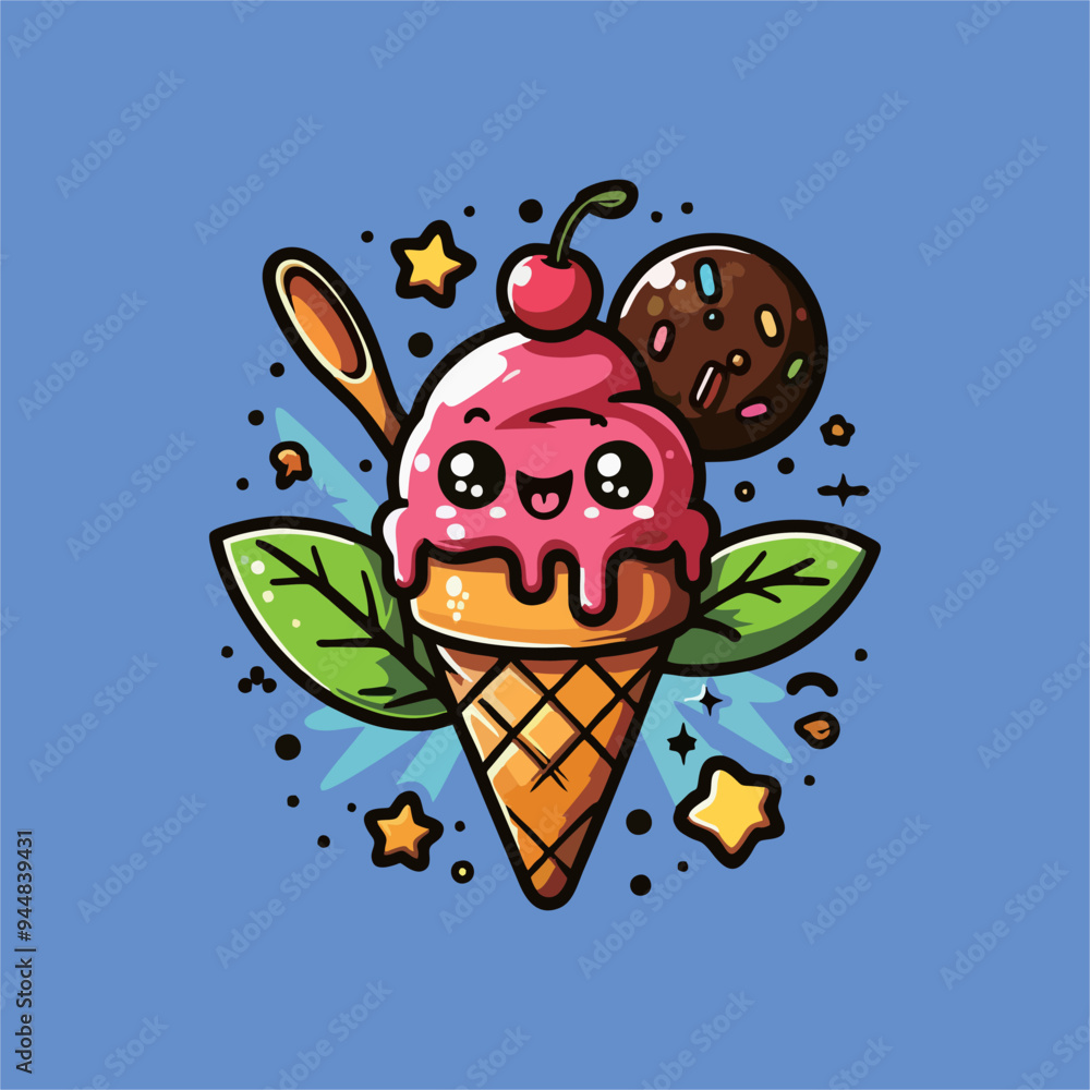 Fototapeta premium vector ice cream with funny faces