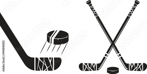 Hockey Stick Icon Silhouette Flat Graphic Design