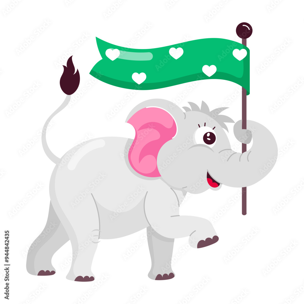 A flat style sticker of elephant flag
A flat style sticker of elephant flag