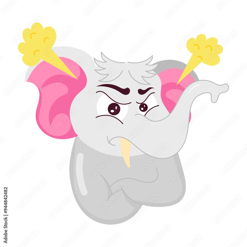 Furious elephant sticker designed in cartoon style
Furious elephant sticker designed in cartoon style