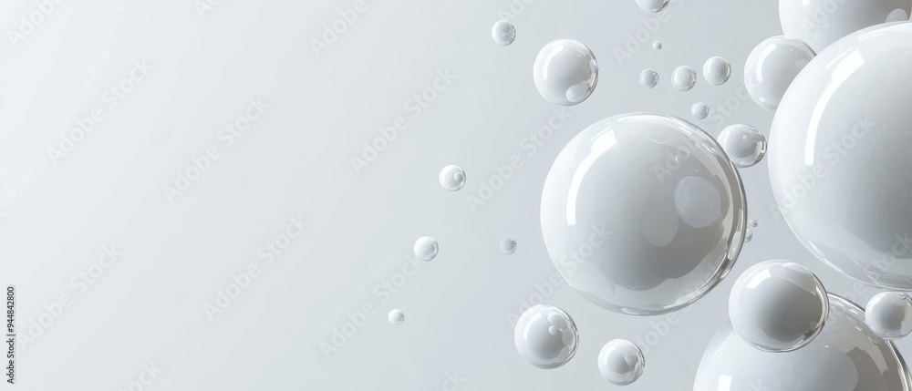 White circle ball digital interface elements floating in a clean, minimal space White circle ball digital interface elements floating in a clean, minimal space