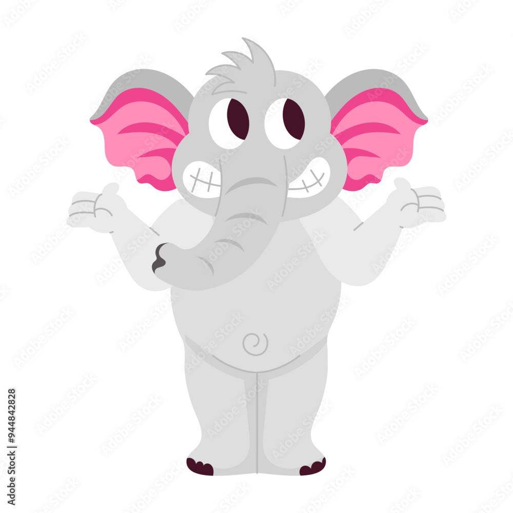 Confused elephant with weird expressions, flat sticker
Confused elephant with weird expressions, flat sticker