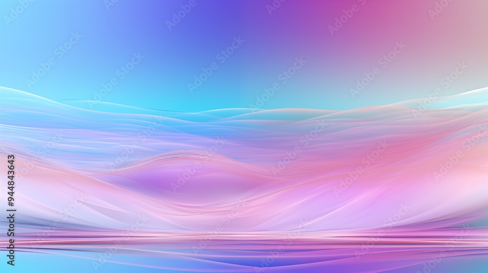 Obraz premium A serene abstract landscape featuring soft waves of pastel colors, blending shades of blue, pink, and purple. The smooth gradients create a calming atmosphere.