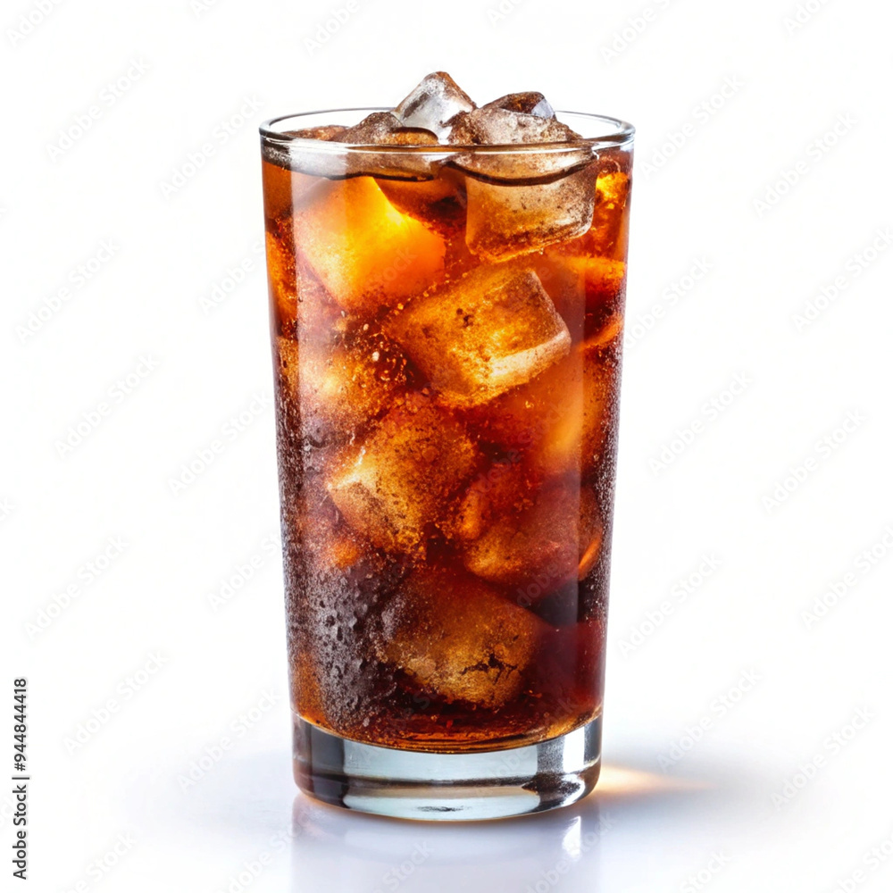 Ice coffee in the glass with ice frozen Ice coffee in the glass with ice frozen