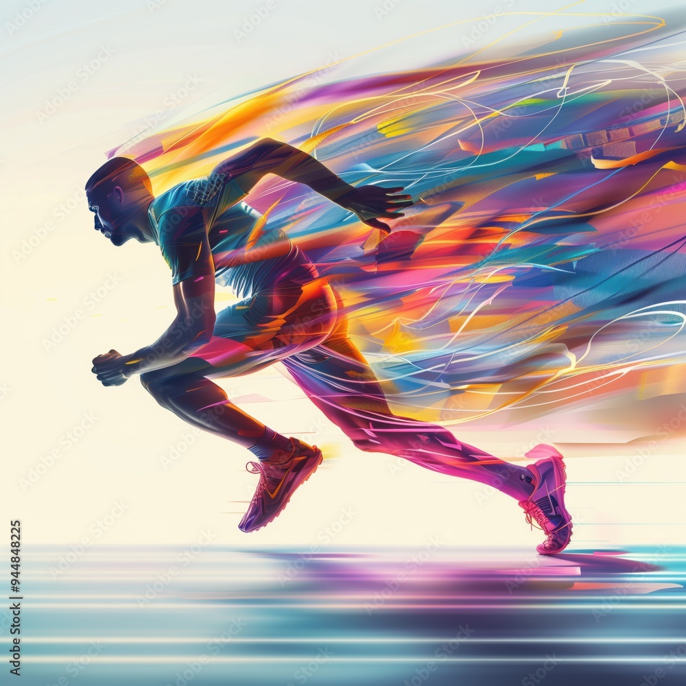 Illustration of a colorful boy running very fast Illustration of a colorful boy running very fast