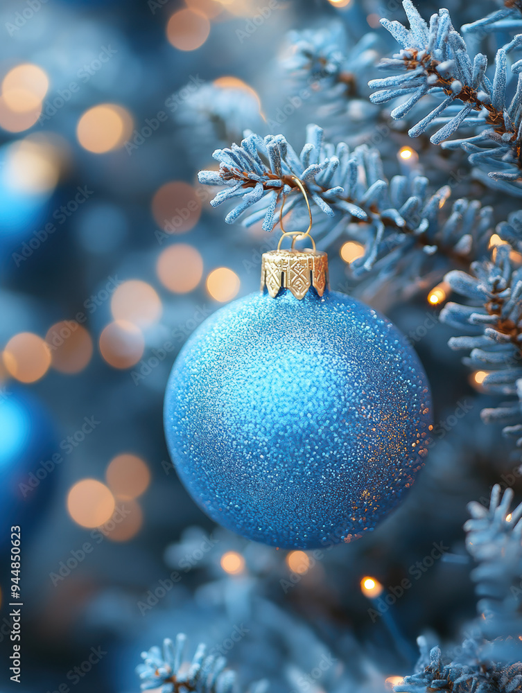 blue backgrounds and Christmas tree decorations. AI dekorative. blue backgrounds and Christmas tree decorations. AI dekorative.