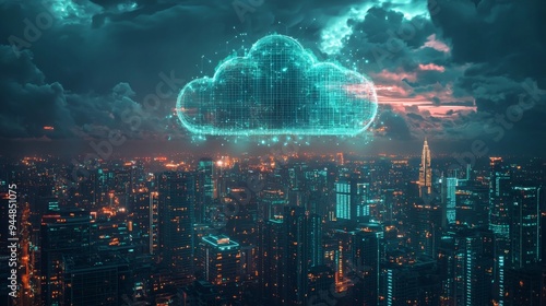 Wallpaper Mural Optimized cloud data environment, with energy-efficient systems and green technology, focusing on sustainable data management solutions Torontodigital.ca