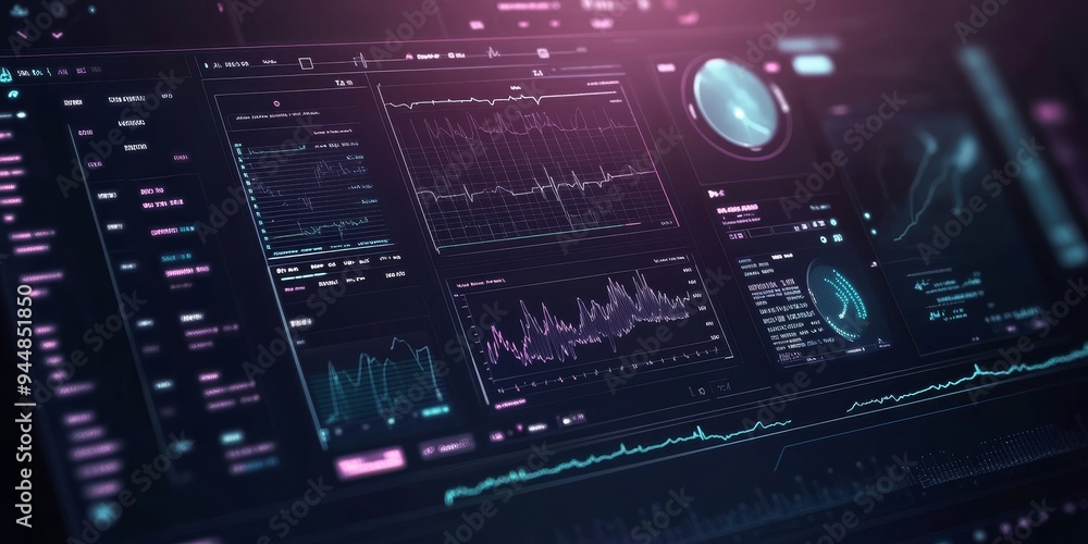 Precision shot of a digital health record interface, with data analytics showing patient statistics and trends Precision shot of a digital health record interface, with data analytics showing patient statistics and trends