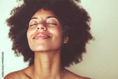 Serene Woman in a Meditative State Surrounded by a Subtle Glow Embodying the Essence of Inner Peace Self Reflection and Mindful Presence