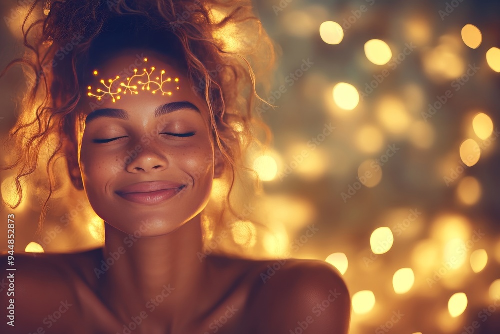 Radiant Smiling Woman in a Glow of Golden Light Capturing the Essence of Happiness Peace and Pure Joy in a Luminous Surrounding Radiant Smiling Woman in a Glow of Golden Light Capturing the Essence of Happiness Peace and Pure Joy in a Luminous Surrounding