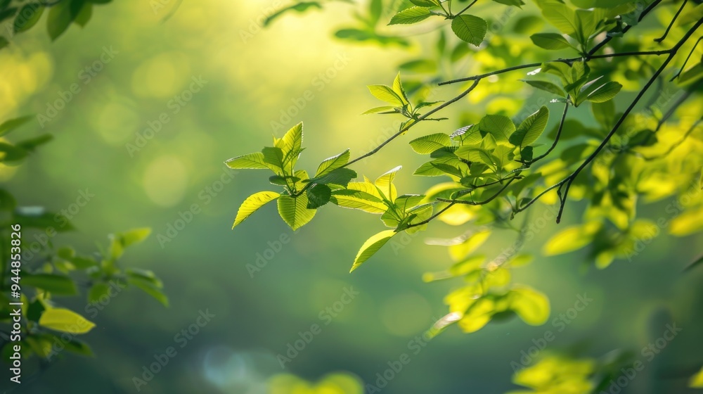 Blurred background of green trees with sky bokeh creating a soft and dreamy nature light. Blurred background of green trees with sky bokeh creating a soft and dreamy nature light.