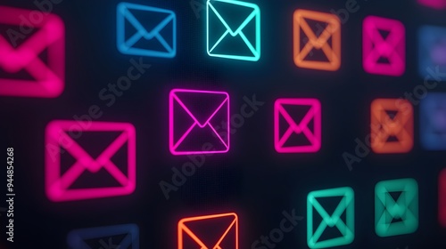 Futuristic Digital Notifications with Holographic Pop-ups and Neon-lit Interface