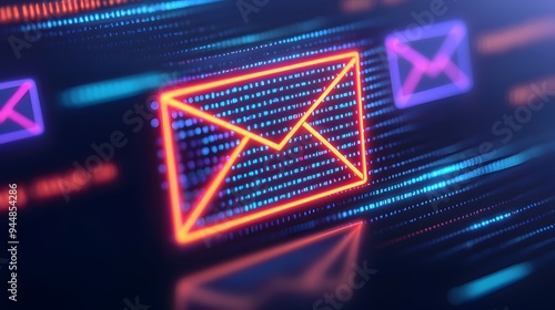 Sleek Holographic Futuristic Notification System with Vibrant Digital UI Interface