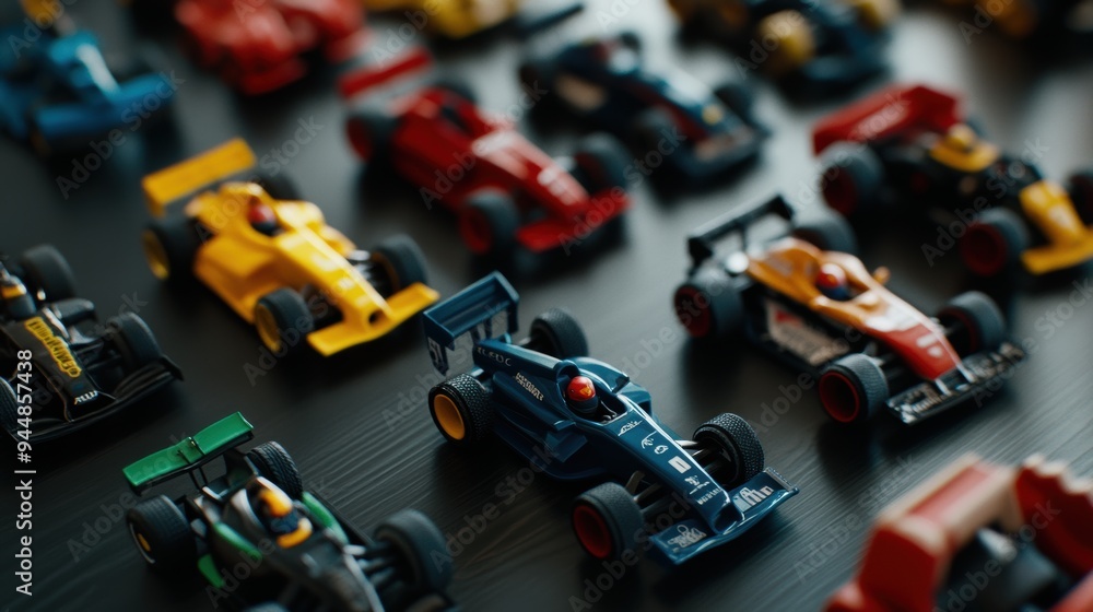 Miniature Formula 1 Race Cars on Display Miniature Formula 1 Race Cars on Display
