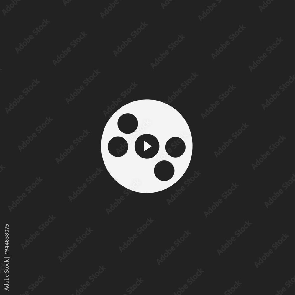 Minimalistic play button icon with circles on a black background Minimalistic play button icon with circles on a black background