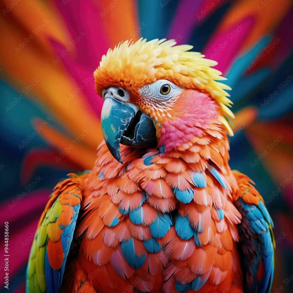 Fototapeta premium Vibrant multicolored parrot with vivid feathers