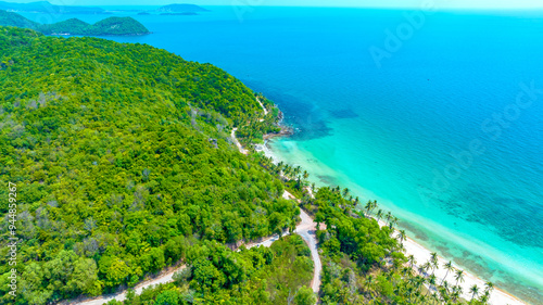 Aerial view of beautiful landscape in Thom island (a tranquil island with beautiful beach) in Phu Quoc, Kien Giang, Vietnam. Travel concept photo