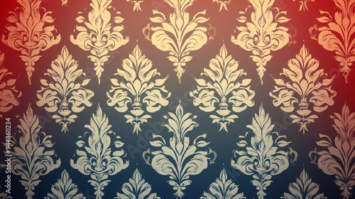 Elegant vintage wallpaper featuring ornate floral patterns in cream against a dark backdrop.