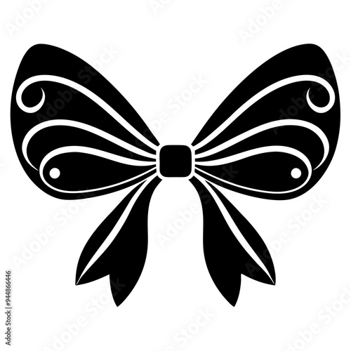 Decorative bow design silhouette vector art illustration 