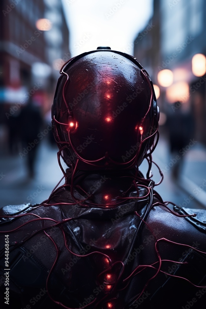 Futuristic cyborg with glowing red lights Futuristic cyborg with glowing red lights