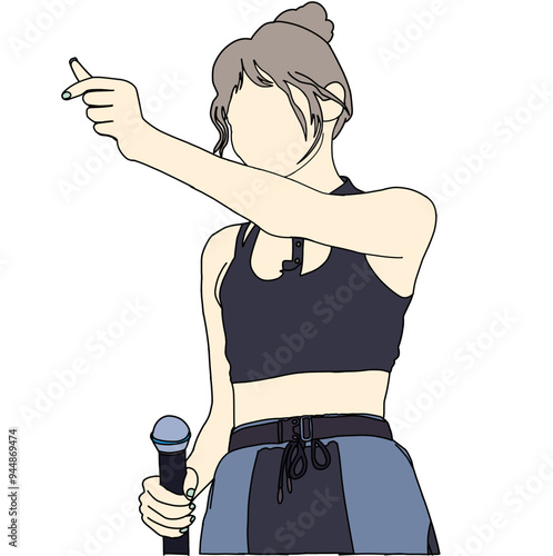 Illustration vector of Kpop fashion stage. idols of Koreans performing. K-pop female fashion idol. female singer who is singing wearing beautiful