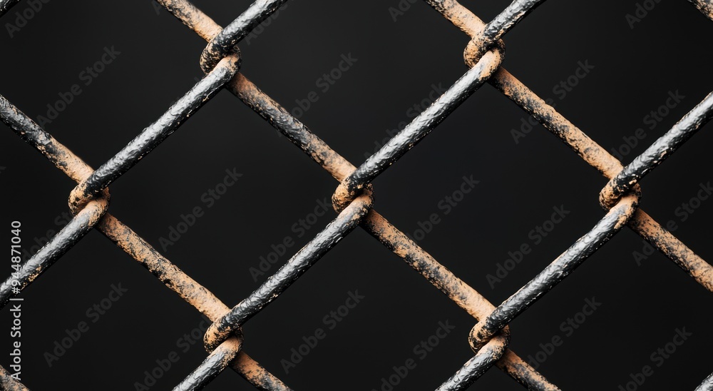 Rusty metal wire mesh against black background Rusty metal wire mesh against black background