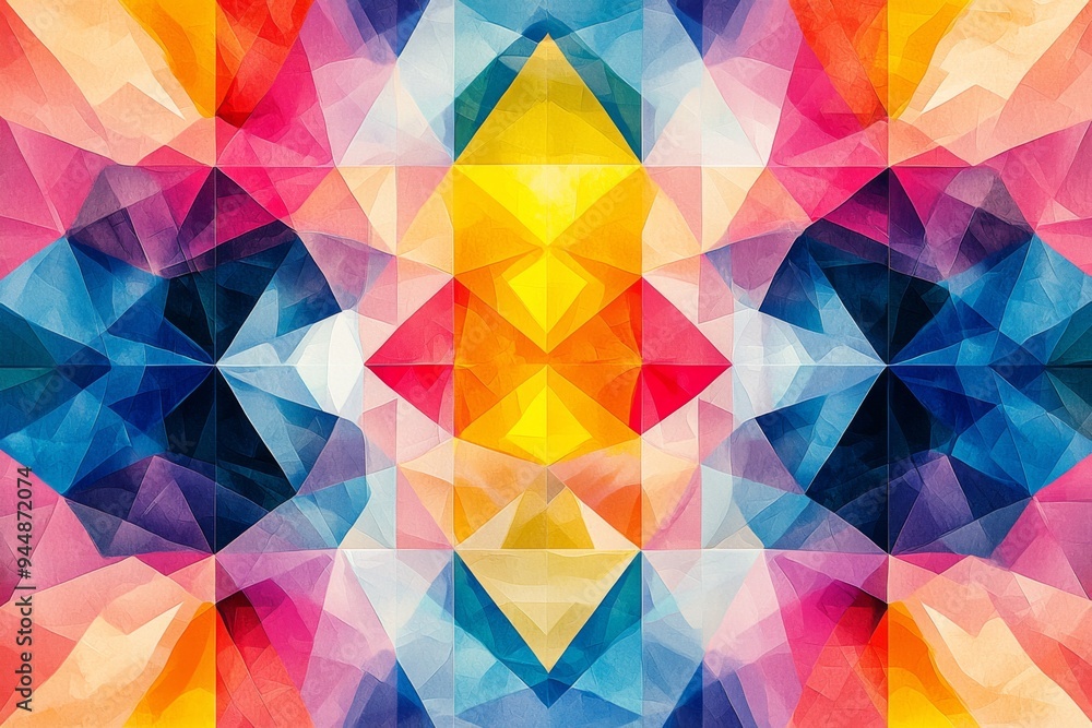 Abstract Geometric Pattern with Vibrant Colors created with Generative AI Abstract Geometric Pattern with Vibrant Colors created with Generative AI