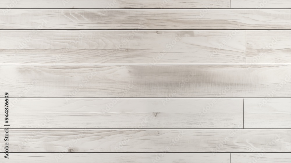 Naklejka premium Light-colored wooden planks arranged horizontally. The wood has a smooth texture with subtle grain patterns and a slightly weathered appearance.