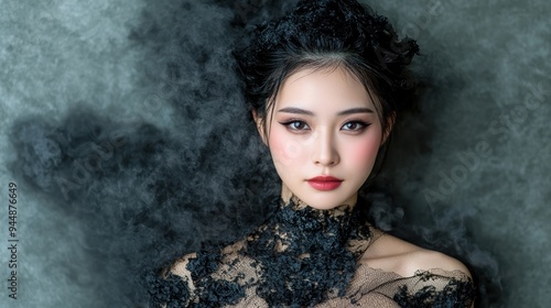 Dramatic portrait of a beautiful asian woman