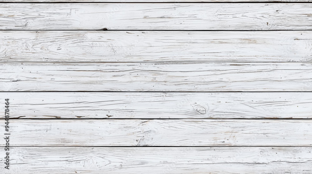 Obraz premium Weathered white wooden planks arranged horizontally, showcasing natural textures and grain patterns.