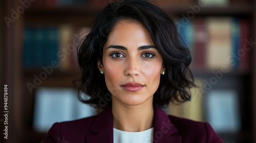 Elegant woman with dark hair in professional attire