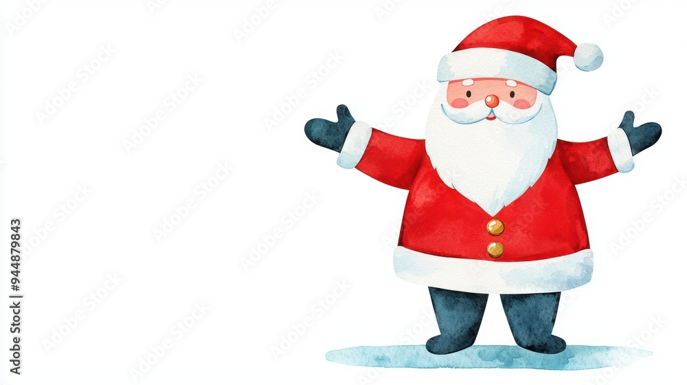Cheerful Santa Claus in a red suit, spreading joy during the festive season with a bright smile and welcoming gesture. Cheerful Santa Claus in a red suit, spreading joy during the festive season with a bright smile and welcoming gesture.