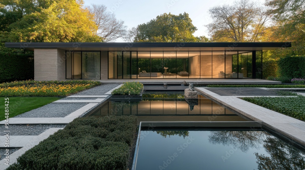 Modern Architecture with Water Feature Modern Architecture with Water Feature