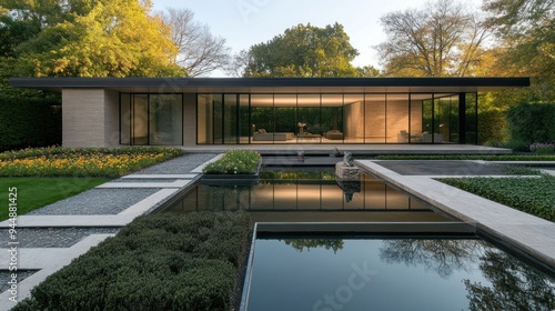 Modern Architecture with Water Feature