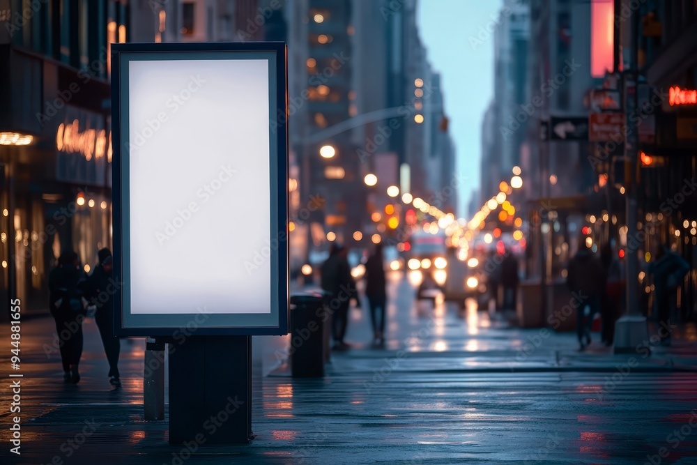 A blank billboard on a busy city street, highlighting urban energy and potential. A blank billboard on a busy city street, highlighting urban energy and potential.
