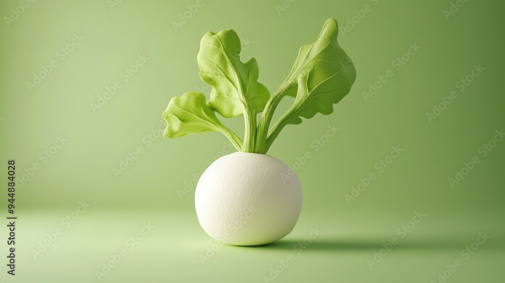2D cartoon representation of a white radish crafted from plasticine emphasizing a healthy theme 2D cartoon representation of a white radish crafted from plasticine emphasizing a healthy theme