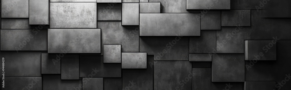 3D rendering of a wall featuring black and white tone effects suitable for background use