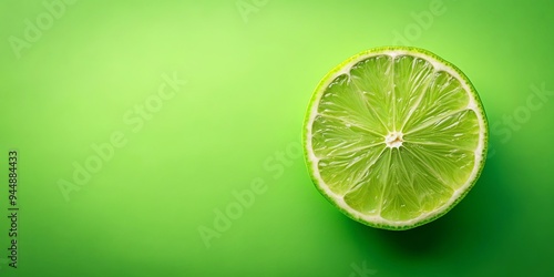 Single green lime half slice on background, lime, citrus, fruit, slice, isolated, green, fresh, organic, healthy, vitamin C