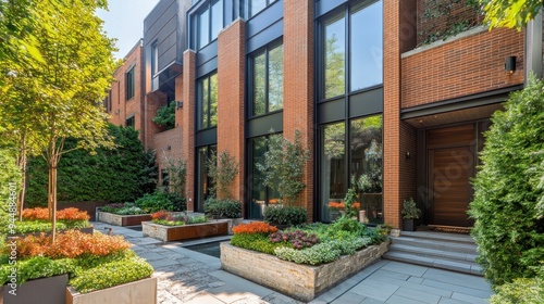 Modern Brick Townhouse with Lush Greenery